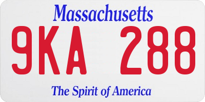 MA license plate 9KA288