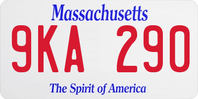 MA license plate 9KA290