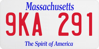 MA license plate 9KA291