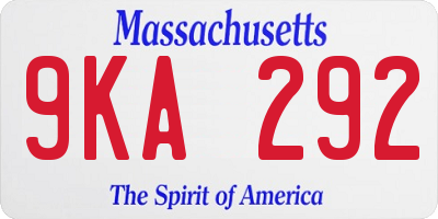 MA license plate 9KA292