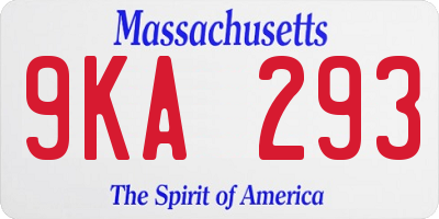 MA license plate 9KA293