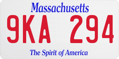 MA license plate 9KA294