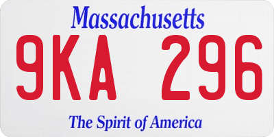 MA license plate 9KA296