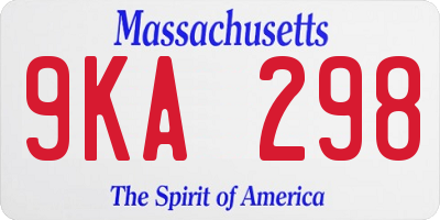 MA license plate 9KA298