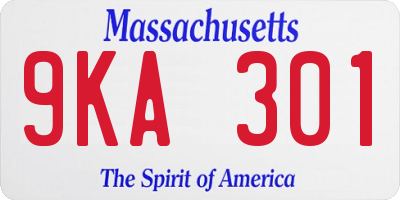 MA license plate 9KA301