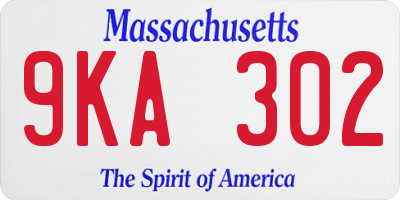 MA license plate 9KA302