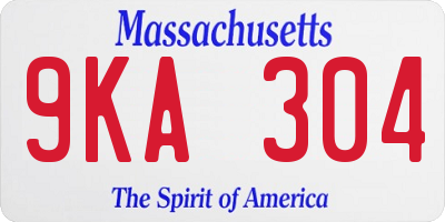 MA license plate 9KA304