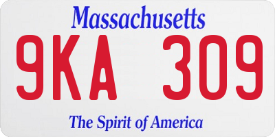 MA license plate 9KA309