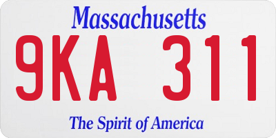 MA license plate 9KA311