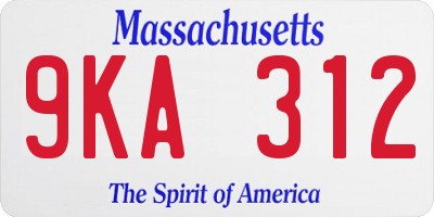 MA license plate 9KA312