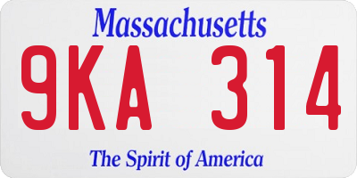 MA license plate 9KA314