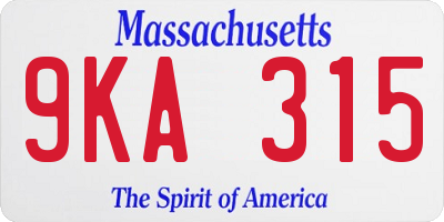 MA license plate 9KA315