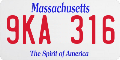 MA license plate 9KA316