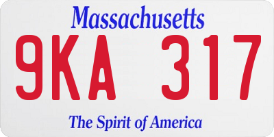 MA license plate 9KA317