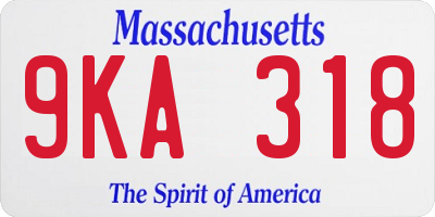 MA license plate 9KA318