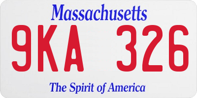 MA license plate 9KA326