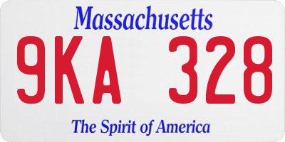 MA license plate 9KA328