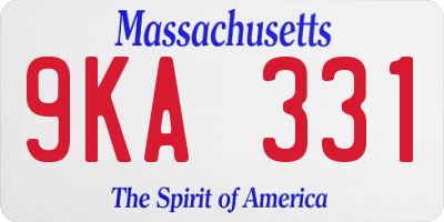 MA license plate 9KA331