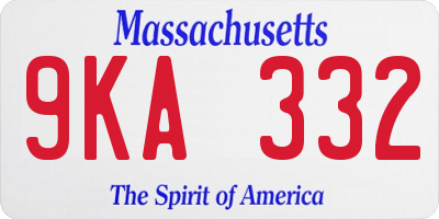 MA license plate 9KA332