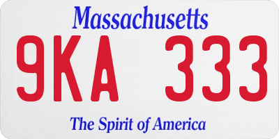 MA license plate 9KA333
