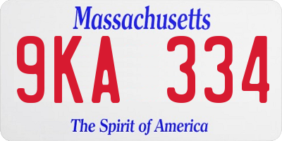 MA license plate 9KA334