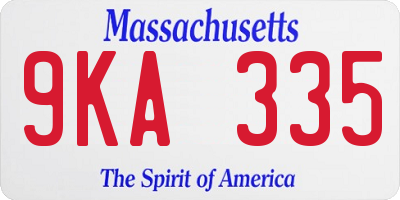 MA license plate 9KA335