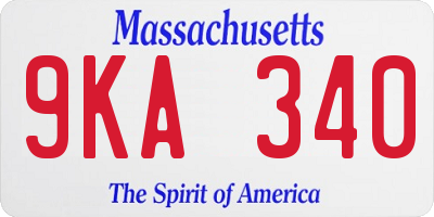 MA license plate 9KA340