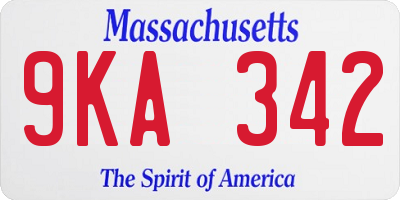 MA license plate 9KA342