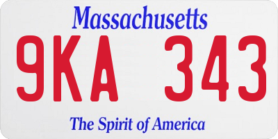 MA license plate 9KA343