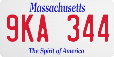 MA license plate 9KA344