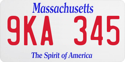 MA license plate 9KA345