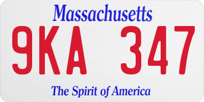 MA license plate 9KA347