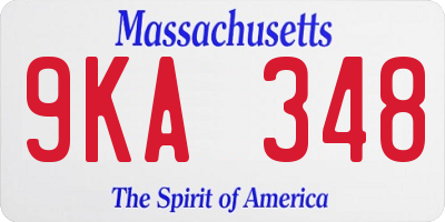 MA license plate 9KA348