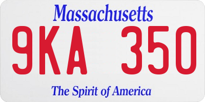 MA license plate 9KA350
