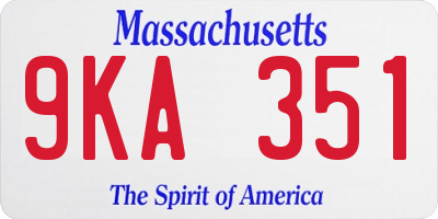 MA license plate 9KA351