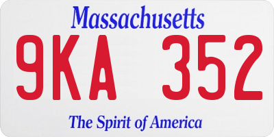 MA license plate 9KA352