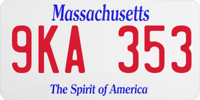 MA license plate 9KA353