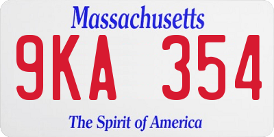 MA license plate 9KA354