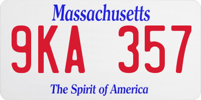 MA license plate 9KA357