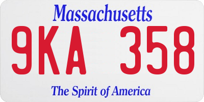 MA license plate 9KA358