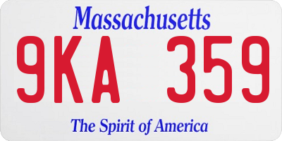MA license plate 9KA359