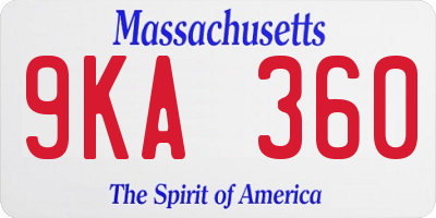 MA license plate 9KA360