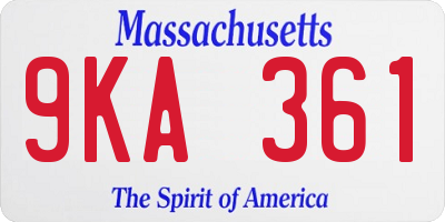 MA license plate 9KA361