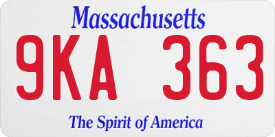 MA license plate 9KA363