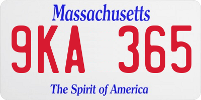 MA license plate 9KA365