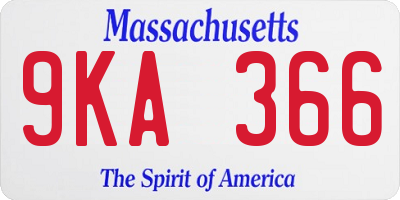 MA license plate 9KA366