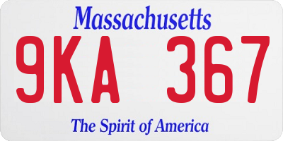 MA license plate 9KA367
