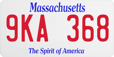 MA license plate 9KA368