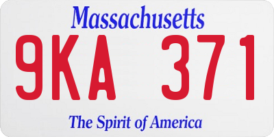 MA license plate 9KA371