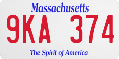 MA license plate 9KA374